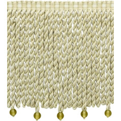 15cm Marrakesh Collection Bullion Fringe Trimming with Fancy Woven Headline (Style# BFRW6-RN) Bone Ivory Multicolor #VL06 (White Ivory, Cream Ivory, Light Beige)