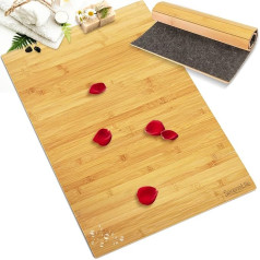 SereneLife SLFBMT20 Bamboo Bath Mat Waterproof and Weather Resistant Natural Wood with Multiple Panels Foldable Roll Up Non-Slip Fabric for Indoor Use