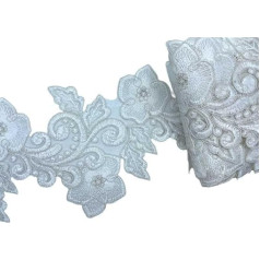 50 cm Border Lace Rebrodè Edge Marmled Cut to Size Bridal Flower Height 15 cm Ecru