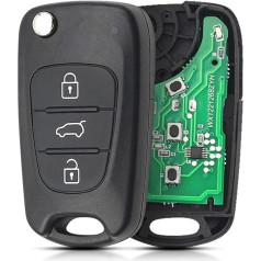 Lizbn 3 Buttons Hyundai Remote Control Key Fob Folding Hyundai 3 Buttons Hyundai Remote Control for Hyundai i20 i30 i35 Kia K2 K5 Sorento Sportage Elantra with Blade 433MHz ID46 Chip