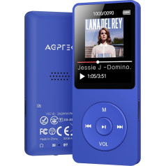 32GB MP3 Player, Bluetooth 5.3 AGPTEK Music Player, Lossless, HiFi, 70 Hours, Ultra Long Battery Life, Portable with Speaker, FM Radio, MP3 Recording, Sports, for Adults and Kids (without