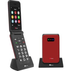 TTfone TT760 Folding Phone 4G with Large Buttons for Seniors and Emergency Call Button - Unlocked Basic Mobile Phone (Red, with Charging Station)