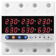 Jadeshay Voltage Current Protection, Surge Protection, Undervoltage Protection Device, Double LED Low Voltage Protection, 3-Phase AC220V DIN Rails (Size : 100A)