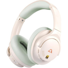 1Mii Y8 Hybrid Active Noise Cancelling Headphones, LDAC Hi-Res Wireless Audio, 75 Hours Playtime, Comfortable Fit and Foldable Over Ear Bluetooth Headphones - Beige Green