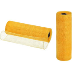 QUARKZMAN Jute Netz, 2 Stück 10 Zoll x 30 Fuß PP Dekoratives Netzband Netzband zum Verpacken von Weihnachtskranz-Partydekorationen DIY-Handwerk, Goldton