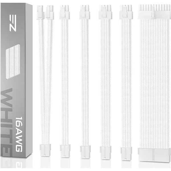 EZDIY-FAB 16AWG 24pin 8pin 6pin 4+4pin power cable extension lead with white combs white wire