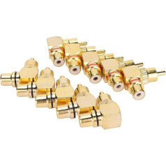 10pcs Right Angle Adapter Male to Female Copper Gold Plated 90 Degree L Type Adapter Male