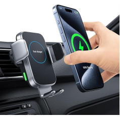 Hinyx Wireless Car Charger, Car Mobile Phone Holder with Charging Function Automatic Induction, Qi 15W Fast Wireless Charger Car for iPhone 12 Pro Max/XS/11/X/8, Samsung S20/Note10, Huawei LG etc