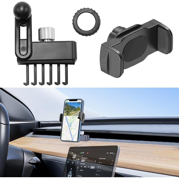 TTCR-II Custom Fits Base for Car Mobile Phone Holder Compatible with Tesla Model 3 Model Y 2023 Car Accessories Tesla Y Upgrade Smartphone Holder 360° Rotatable Adjustable Tesla 3 Car Phone Holder