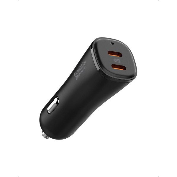 Spigen ArcStation Essential Cigarette Lighter 50 W USB-C 2 Port PD PPS QC 3.0, Car Charger Adapter for Pixel 9a, iPhone 16 16e 15 Pro Max, Samsung Galaxy S25 S24 Ultra Plus and More - Black