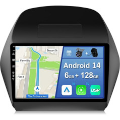 YUNTX [6GB + 128GB] Android 14 Car Radio for Hyundai Tucson IX35 (2010-2015)-[Integrated CarPlay/Android Car/DSP/GPS]-10.1 Inch IPS 2.5D-CAM+MIC-DAB/Mirror Link/Bluetooth 5.0/360 Camera/Steering Wheel