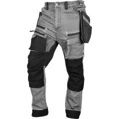 Neo Tools DENIM darba bikses, Cordura pastiprinājums, noņemamas kabatas kabatas, pelēkas, XL izmērs