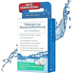 Blue Lake Travel Water Treatment Drinking Water (4 x 30 Tablets) - Water Sterilization & Drinking Water Treatment - Chlorine Dioxide Tablets - Blackout Emergency Backpack - Emergency Equipment