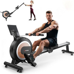 Wenoker Rudergerät für Zuhause, Magnetisches Rudergerät mit APP & LCD-Display, 32 Widerstandsstufen, Leises Heimrudergerät für Cardio-Training, 160 kg Belastbarkeit, Vertikal Verstaubar