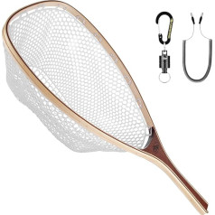 SF Soft Rubber Fishing Net Fly Fishing Clear Wooden Frame Magnetic Closure