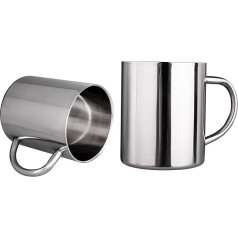 IMEEA Stainless Steel Coffee Mug Set of 2 Double-Walled & Non-Slip 300 ml without Lid Dishwasher Safe for Camping Office and Home