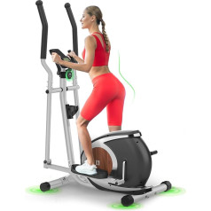 Magnetic Cross Trainer with 16 Resistance Levels, Ultra Quiet Elliptical Trainer for Home, LCD Monitor, Bottle Holder, 120 kg Load Capacity (Silver)