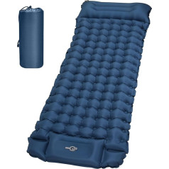 Tuocal Self-Inflating Camping Sleeping Mat, 9 cm Thick Ultralight Inflatable Air Mattress with Pillow, Mattress with Foot Press Pump, Anti-Ripstop Portable Sleeping Mat for Outdoor, Hiking, Travel
