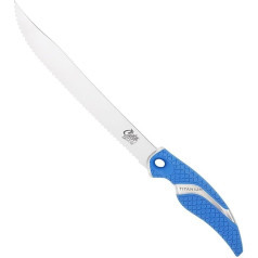 Cuda Unisex's Titanium Bonded Serrated Knife-Blue, 9-Inch