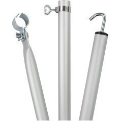 Aluminium Tent Pole with Clamp and Hook, Telescopic 210-290 cm, 28/25 mm, 3 Parts, Lightweight Stable Replacement Poles, Tent Awning - Camping Telescopic Pole Roof Hook Pole Roof Pole Roof Pole Roof