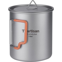 Ti artisan Titan Pot 750 ml Camping Pot Portable Ultralight Titanium Cup Mug with Foldable Handles and Lid for Outdoor Camping Hiking Backpacking (750 ml)
