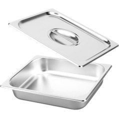 Shidongbla Edelstahl Buffetpfanne mit Deckel, Edelstahl Lebensmittelbehälter, Edelstahl Dampf-Hotelpfanne, für Speisenwärmer Kochen Hitze