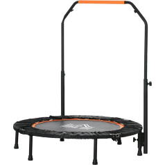 HOMCOM 102 cm Fitness-Trampolin, Faltbares Mini-Trampolin mit vierfach höhenverstellbarem Haltegriff, Fitness-Rebounder für Erwachsene, bis 100 kg
