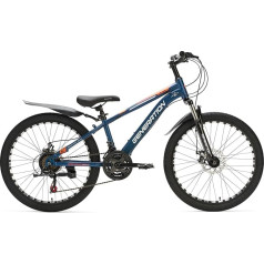 Generation M-760 Mountain Bike 24 Inch – Children's Bicycle with Mudguards – Disc Brakes – 21 Gears – Blue