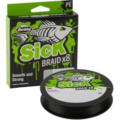 Berkley Sick Braid 8 Way Braided Fishing Line, Fishing Lines 300m for Freshwater or Saltwater Sea Fishing White or Black (Black, 0.33mm-38.1kg)