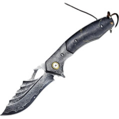 DLUCCA Folding Knife, One-Handed Knife, Wooden Handle, Damascus Steel, Folding Knife, High Hardness, Forged Pattern, Steel, Sharp Pocket Knife, Outdoor Survival Knife for Camping