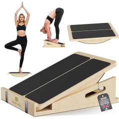 2 in 1 Wooden Slant Board for Calf Stretching and Balance, Professional Adjustable Ankle Stretch Wedge Physiotherapy Slant Boards for Knee, Ankle, Heel, Feet, Leg