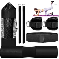 Polster Für Langhantel Hüftschub,Barbell Schulterpolster - Fitness Set Mit Widerstandsbändern Und Knöchelriemen Für Kniebeugen Curls Beintraining Zuhause Bankdrücken