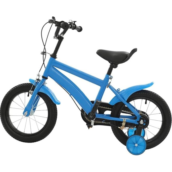 14 Inch Children's Bicycle Girls Boys Bicycle with Stabilisers and Bell, Beginner Bicycle Children's Bicycle with Double Brake, Height Adjustable for Children 2-4 Years Old (Blue, 14 Inches)