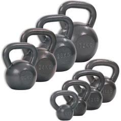 Sport-Thieme High-Quality Hammered Iron Kettlebells with Non-Slip Grip and Smooth Surface, in 10 Weight Classes: 4 - 32 kg, Indoor and Outdoor Use, Painted Grey