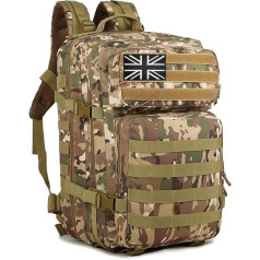 Geebymol 45L Military Tactical Backpacks Large Molle Army Assault Pack 3 Day Bug Out Bag Laptop Bag for Hiking Treeking Black Hunting Rucksack with 4 Flag Patches