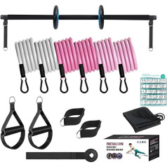 Pilates Bar Kit, Workout Bar, Core Strength Training Equipment, Portable Home Gym, Core Strength Training Equipment, Portable Pilates Bar Kit with Resistance Bands for Home Workouts
