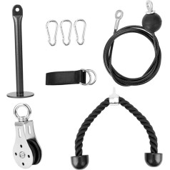 ibasenice 1 Fitness Pulley Set Training Fitness Straps Gym Pulley System Exercise Bike Cable Gymnastics Triceps Adjustable Arm Pull System Gym Pulley Black Iron