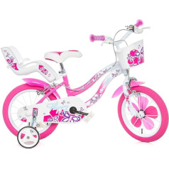 Dino Bikes Girls Children's Bicycle Pink Girls' Bicycle - 14 Inch | TÜV Tested | Original | Children's Bike with Stabilisers - The Bicycle as a Gift for Girls