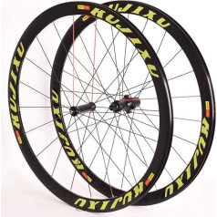Bicycle Parts Wheelset For Road Bike 700C Front And Rear Wheels Aluminium Double Wall Rims Sealed Bearing C/V Brake QR 8 9 10 11S Cassette Flywheel (Color : Green)