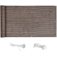 ERPENG Wind protection 0.8 x 5.5 m light transparent wind shield film with cable ties, HDPE plastic for camping, terrace, balcony, garden, outdoor, brown