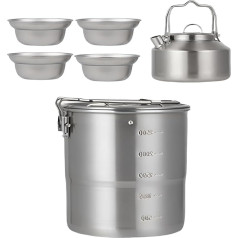 Camping Cooking Set, Lightweight Cook Pot Kit to Outdoor Survival, Portable Cookware at Adults and Family, Perfect for Hiking, Travel, Picnic, Backyard, Adventure Gear, Color Silver
