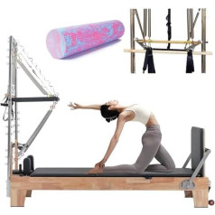 Pilates Reformer mit Turm – Heim-Trainingsgerät mit komplettem Zubehörset für effektive Pilates-Übungen (Schwarzer Ahorn)