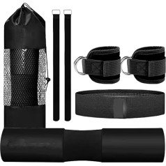 Huvqianu Barbell Pad Für Hüftstoß - Set Mit Kniepolster Und Knöchelband,Fitness Set Mit Widerstandsbändern Und Knöchelriemen Für Kniebeugen Curls Beintraining Zuhause Bankdrücken