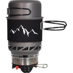 Suoumwa Camping-Kochgeschirr-Set mit Winddichtem Outdoor-Kocher, Leichtem Camping-Topf-Set zum Kochen im Freien, Wandern, Rucksackreisen