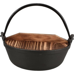 KITANDOVE 1 Set Outdoor Pot Roasting Pot Cast Iron Pot Outdoor Cookware Casserole Frying Pan Quick Cooker Camping Stock Pot Hanging Pot Wooden Black