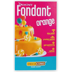DECOCINO Fondant Orange - 250g - Ideal for Decorating Cakes, Tarts, Cupcakes - Palm Oil Free & Vegan