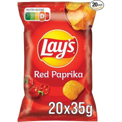 Lay's Red Paprika - Crispy Spiced Potato Chips for a Successful Party - 20 x 35 g