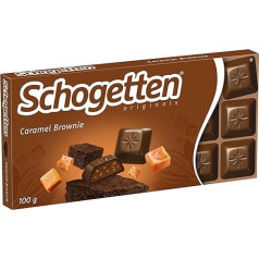 Schogetten Caramel Brownie 100g Chocolate Bar, Milk Chocolate with Caramel & Brownie Pieces, Portioned Pieces A Delight Piece by Piece