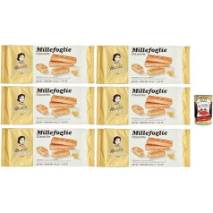 Matilde Vicenzi Millefoglie Classiche Italian Puff Pastry Sticks, Delicate, Light and Crispy with Irresistible and Buttery Flavour 6 x 125 g Biscuits + Italian Gourmet Polpa 400 g