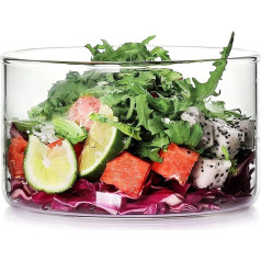 LUXU Glass Salad Bowl 1.3L Fruit Bowl 32oz Milk Bowl 15oz Set of 3 Glass Mixing Bowls for All Purpose Ideal for Serving Salad, Fruit, Popcorn, Dips, Spices, Snacks, Oatmeal and More